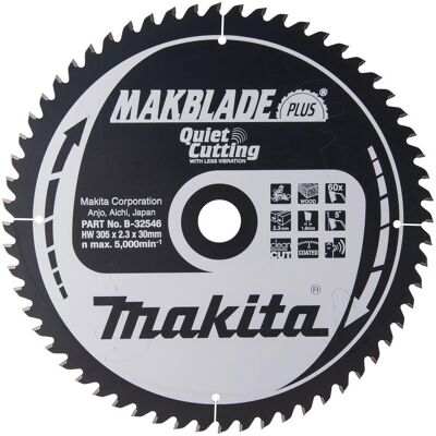 Makita MAKBLADE PLUS Circular Mitre Saw Blade for Wood 305mm 60T 30mm Makita MAKBLADE PLUS Circular Mitre Saw Blade for Wood 305mm 60T 30mm