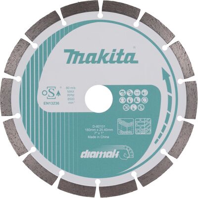 Makita DIAMAK Segmented Diamond Cutting Disc 180mm 2.2mm 25.4mm Makita DIAMAK Segmented Diamond Cutting Disc 180mm 2.2mm 25.4mm