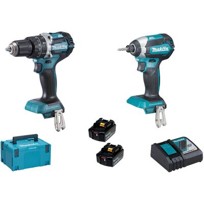 Makita DLX2180TJ 18v LXT Cordless Brushless Combi Drill and Impact Driver Kit 2 x 5ah Li-ion Battery Charger Case Makita DLX2180TJ 18v LXT Cordless Brushless Combi Drill and Impact Driver Kit 2 x 5ah Li-ion Battery Charger Case