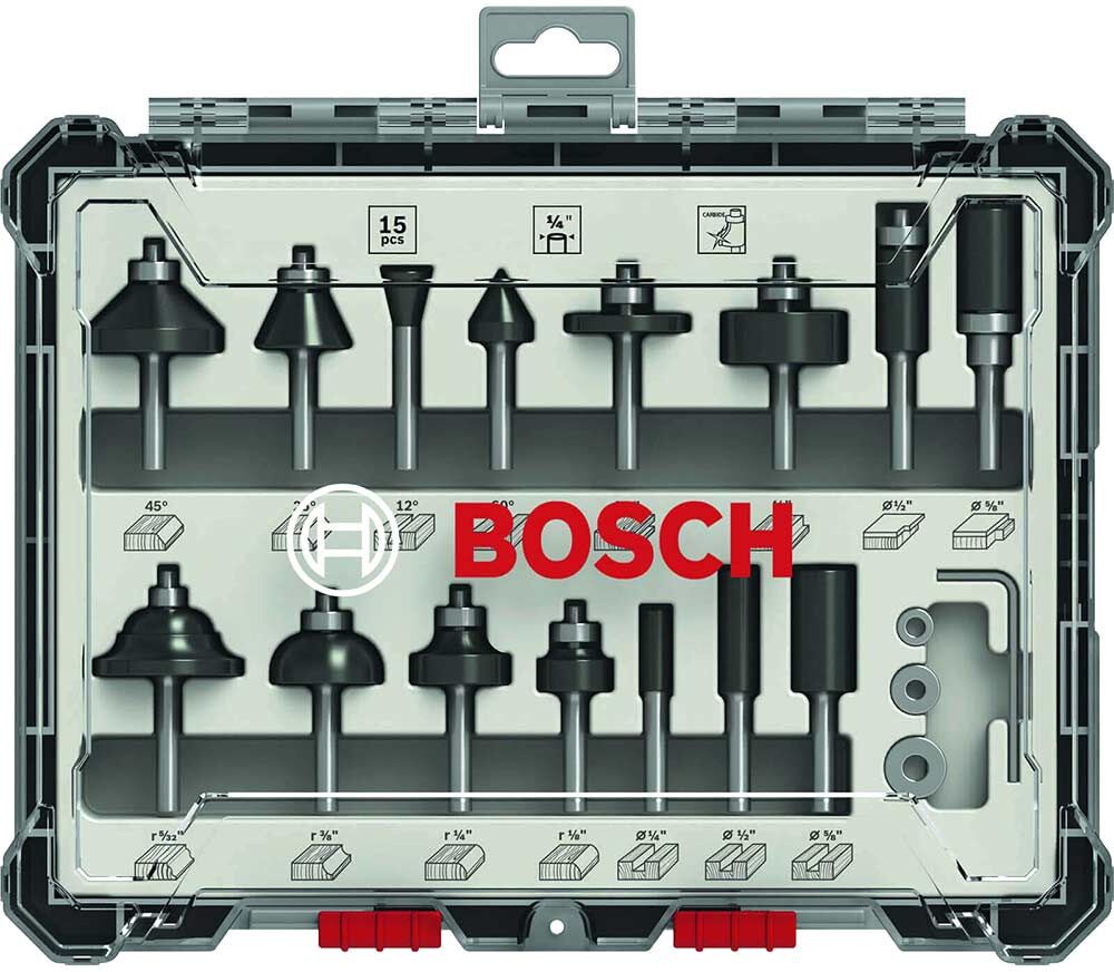 Bosch Home and Garden Bosch 15 Piece 1/4" Router Bit Set