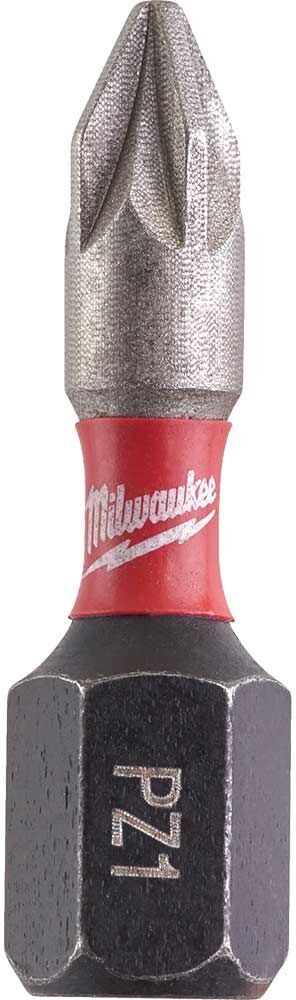 Milwaukee Shockwave Impact Duty Pozi Screwdriver Bits PZ1 25mm Pack of 25