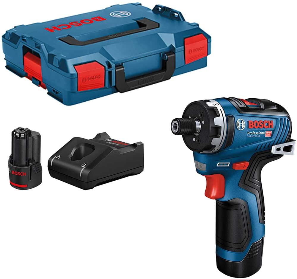 Bosch Professional Bosch GSR 12V-35 HX 12v Cordless Brushless Hex Drill Driver 2 x 3ah Li-ion Battery Charger Case