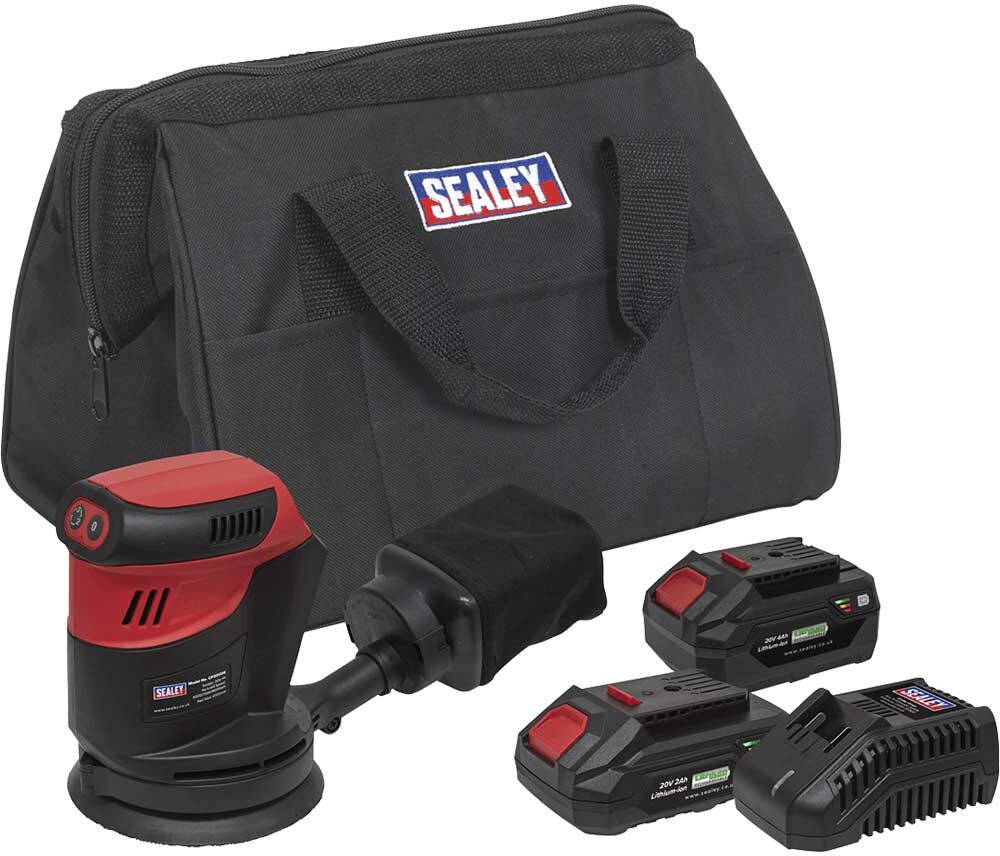 Sealey CP20VOS 20v Cordless Orbital Palm Sander 2 x 2ah Li-ion Battery Charger Bag