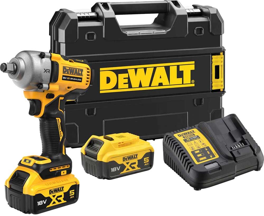 DeWalt DCF891 18v XR Cordless Brushless 1/2" Compact High Torque Wrench 2 x 5ah Li-ion Battery Charger Case