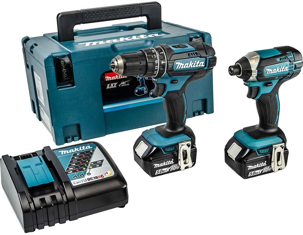 Makita DLX2131 18v LXT Cordless Combi Drill and Impact Driver Kit 2 x 5ah Li-ion Battery Charger Case