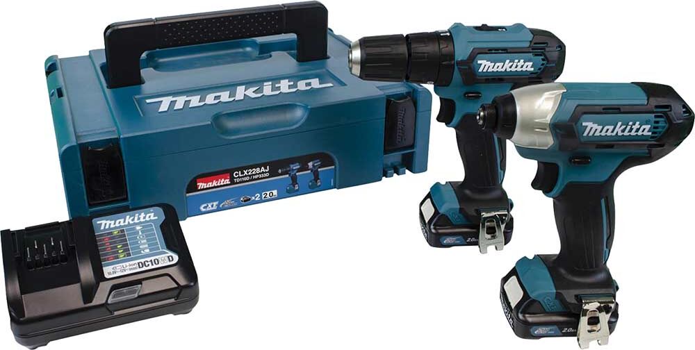 Makita CLX228AJ 12v Max CXT Cordless Combi Drill and Impact Driver Kit 2 x 2ah Li-ion Battery Charger Case