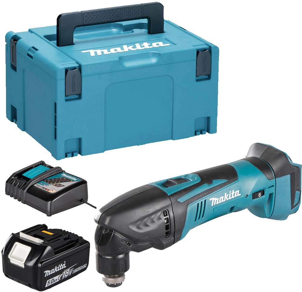 Makita DTM50 18v LXT Cordless OIS Oscillating Multi Tool 1 x 5ah Li-ion Battery Charger Case & Accessories