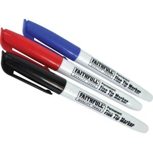 Faithfull Fine Tip Permanent Marker Pen Assorted Pack of 3 Faithfull Fine Tip Permanent Marker Pen Assorted Pack of 3