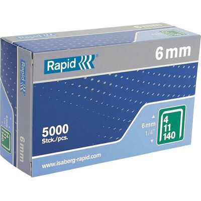 Rapid Type 140 Galvanised Staples 6mm Pack of 5000 Rapid Type 140 Galvanised Staples 6mm Pack of 5000