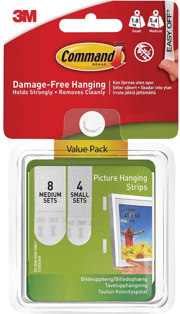 Command 12 Piece Small and Medium Picture Hanging Adhesive Strip Set