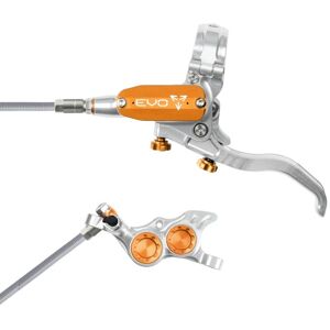 Hope Tech 4 EVO TR4 Hydraulic Disc Brake - Silver / OrangeRear Left HandBraided Hope Tech 4 EVO TR4 Hydraulic Disc Brake - Silver / OrangeRear Left HandBraided