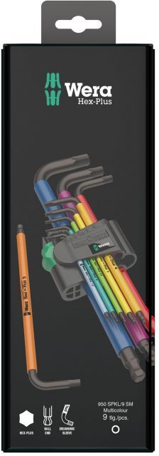 Wera Hex Key Set Multi Colour L Key 9pc 1.5-10mm - 073593