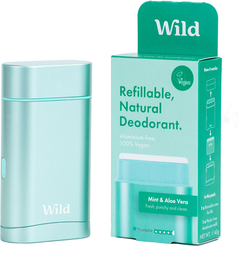 Wild Men's Aqua Case and Mint & Aloe Vera Deodorant Starter Pack - 40g