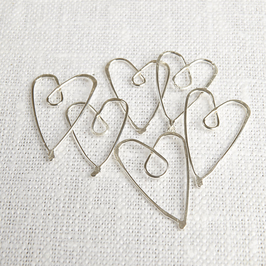 LA Jewellery Recycled Silver Heart Page Savers - Set ot 6