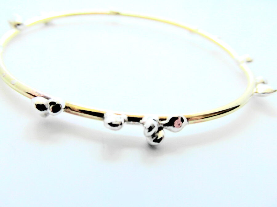 LA Jewellery Fairtrade Fairmined Silver And Brass Pebble Bangle