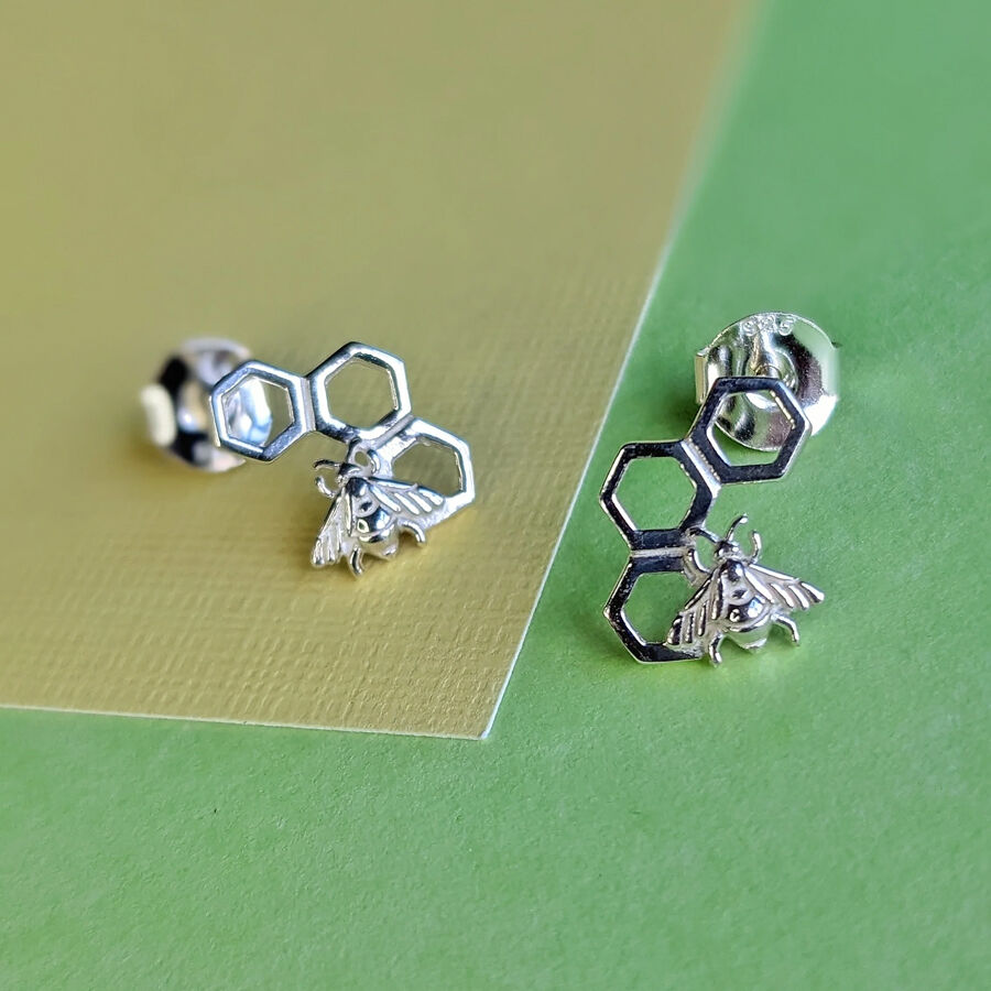 Vurchoo Jewellery Vurchoo Silver Bumblebee Stud Earrings