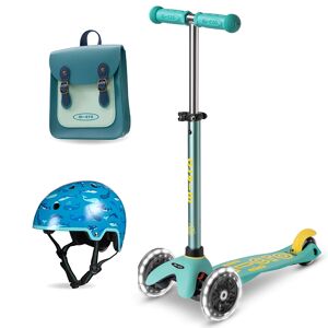 Micro Scooters Micro Eco Mini Deluxe Scooter & Helmet - Mint with Aqua & Teal Satchel