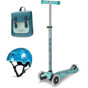 Micro Scooters Micro Eco Maxi Deluxe Scooter & Helmet  - Mint with Aqua & Teal Satchel