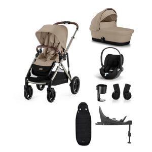 Mamas & Papas Cybex Gazelle S Pushchair 7 Piece Bundle with Cloud T i-Size Baby Car Seat & Base - Almond Beige