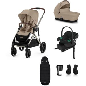 Mamas & Papas Cybex Gazelle S Pushchair 7 Piece Bundle with Cybex Aton B2 i-Size Infant Car Seat & Base - Almond Beige