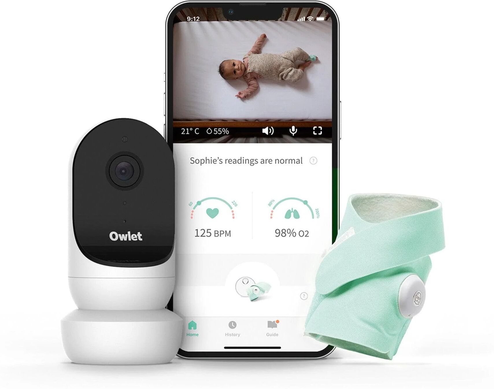 Owlet Baby Monitor Duo: Smart Sock 3 and Cam 2 - Mint