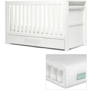 Mamas & Papas Franklin Cotbed Set with Premium Pocket Spring Mattress - White Wash