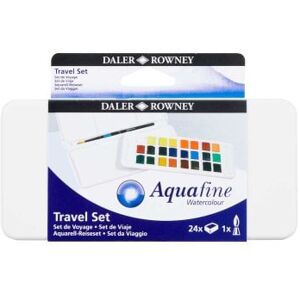 Daler Rowney Aquafine Watercolour Paint 24 Half Pan Travel Set