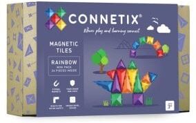 Connetix Rainbow Mini Pack Magnetic Tiles, 24 Pieces