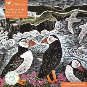 Flame Tree Studio Adult Sustainable Jigsaw Puzzle Angela Harding: Fair Isle Puffins