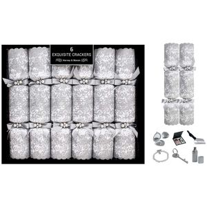 Harvey & Mason Equisite Christmas Crackers, 13.5", 6 Pack, Silver Harvey & Mason Equisite Christmas Crackers, 13.5", 6 Pack, Silver