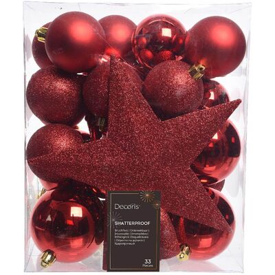 Decoris 33-piece Christmas Ornament Set - Red Decoris 33-piece Christmas Ornament Set - Red