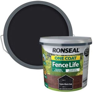 Ronseal One Coat Fencelife Paint, 5L, Tudor Black Oak Ronseal One Coat Fencelife Paint, 5L, Tudor Black Oak