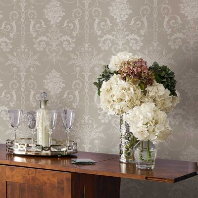Laura Ashley Josette White Damask Wallpaper - Wallpaper Laura Ashley Josette White Damask Wallpaper - Wallpaper