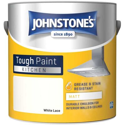 Johnstone's - Kitchen Matt Emulsion - White Lace - 2.5L - Paint Johnstone's - Kitchen Matt Emulsion - White Lace - 2.5L - Paint