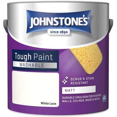 Johnstone's - Washable Matt Wall Emulsion Paint - White Lace - 2.5L - Paint Johnstone's - Washable Matt Wall Emulsion Paint - White Lace - 2.5L - Paint