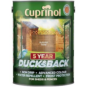 Cuprinol Ducksback Shed & Fence Paint, 5L, Autumn Gold Cuprinol Ducksback Shed & Fence Paint, 5L, Autumn Gold