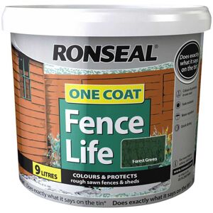 Ronseal One Coat Fencelife Paint, 9L, Forest Green Ronseal One Coat Fencelife Paint, 9L, Forest Green