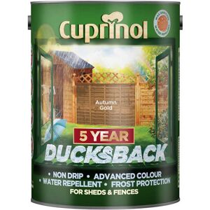 Cuprinol 5 Year Ducksback Shed & Fence Paint, 9L, Autumn Gold Cuprinol 5 Year Ducksback Shed & Fence Paint, 9L, Autumn Gold