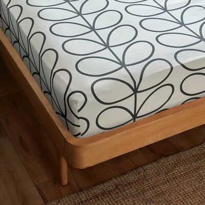 Orla Kiely Linear Stem Fitted Sheet, 40cm Drop, Super King, Charcoal Orla Kiely Linear Stem Fitted Sheet, 40cm Drop, Super King, Charcoal