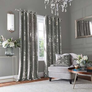 Laura Ashley Josette Metallic Eyelet Curtains W162 X D228cm, Steel Laura Ashley Josette Metallic Eyelet Curtains W162 X D228cm, Steel