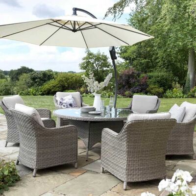 Kettler Charlbury Wicker Garden Dining Set, 6 Seater, Ivory Kettler Charlbury Wicker Garden Dining Set, 6 Seater, Ivory