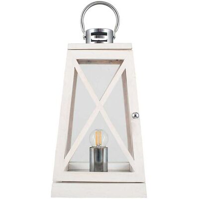 Pacific Lifestyle Devon White Wash and Chrome Lantern Table Lamp Pacific Lifestyle Devon White Wash and Chrome Lantern Table Lamp