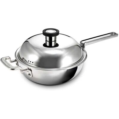 Robert Welch 316 Series Wok with Lid, 22cm, Stainless Steel Robert Welch 316 Series Wok with Lid, 22cm, Stainless Steel