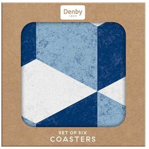 Denby Geometric Square Coasters, Blue, Set of 6 Denby Geometric Square Coasters, Blue, Set of 6