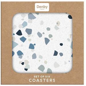 Denby Elements Blue Terrazzo Coasters, Blue, Set of 6 Denby Elements Blue Terrazzo Coasters, Blue, Set of 6