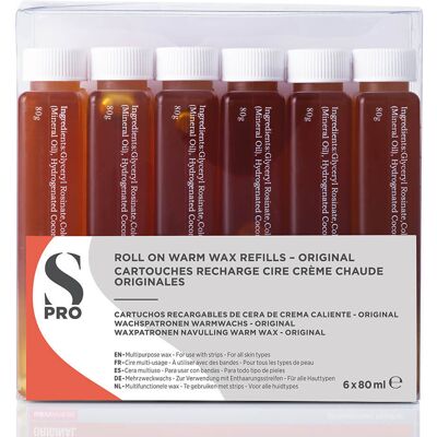 S-PRO Roll On Warm Wax Refills Original, 6x80g S-PRO Roll On Warm Wax Refills Original, 6x80g