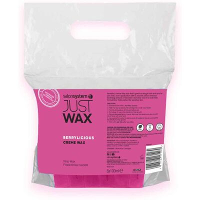 Just Wax Crème Berrylicious Roller Strip Wax, 6x100ml Just Wax Crème Berrylicious Roller Strip Wax, 6x100ml