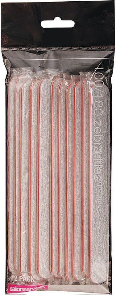 Salon Services Zebra Straight Nail File 180/180 Grit Pack of 12