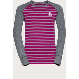 Odlo Active Warm Eco Stripe Kids' Long Sleeve Crew Neck - Steel Grey/Festival Fuschia - 12 Years Unisex Odlo Active Warm Eco Stripe Kids' Long Sleeve Crew Neck - Steel Grey/Festival Fuschia - 12 Years Unisex