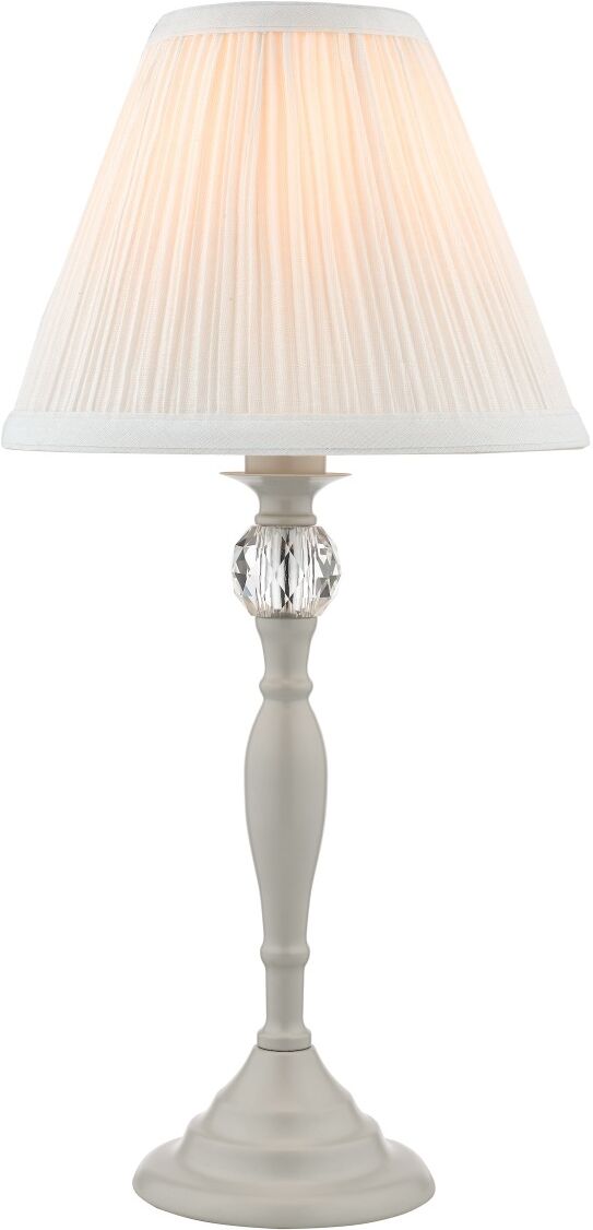 Laura Ashley Ellis Table Lamp In Satin Grey Finish With Ivory Cotton Shade